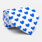 Blauwe polka harten wit stropdas (Opgerold)