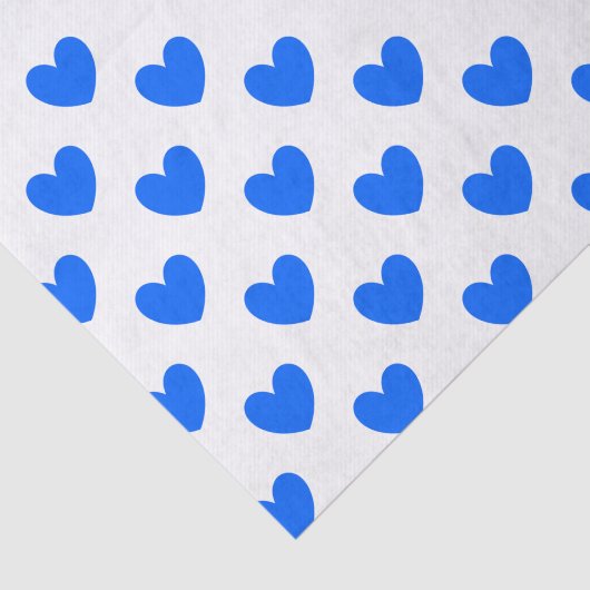 Blauwe polka harten wit tissuepapier (Detail)