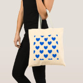 Blauwe polka harten wit tote bag (Voorkant (product))