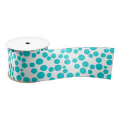 Blauwe polka stip satijnen lint (Spoel)