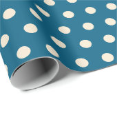 blauwe polka stippen cadeaupapier (Rol Hoek)