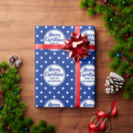 Blauwe Polka stippen Kerst inpakpapier
