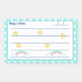 Blauwe polka stippen, leuke sterren & regenbogen 1 post-it® notes (Voorkant)