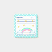 Blauwe polka stippen, schattige sterren en regenbo post-it® notes (Voorkant)