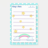 Blauwe polka-stippen, schattige sterren en regenbo post-it® notes (Voorkant)