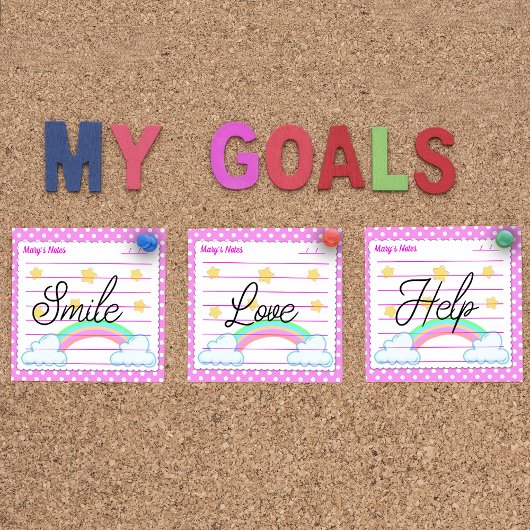 Blauwe polka stippen, schattige sterren en regenbo post-it® notes