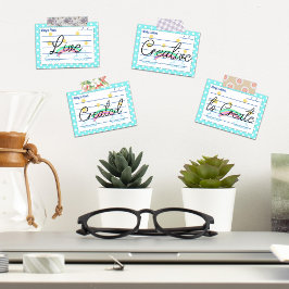 Blauwe polka-stippen, schattige sterren en regenbo post-it® notes