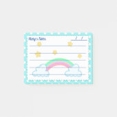 Blauwe polka-stippen, schattige sterren en regenbo post-it® notes (Voorkant)