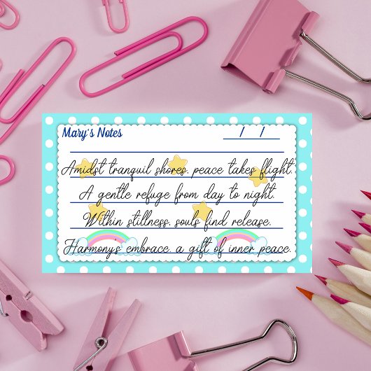 Blauwe polka stippen, schattige sterren & regenbog post-it® notes