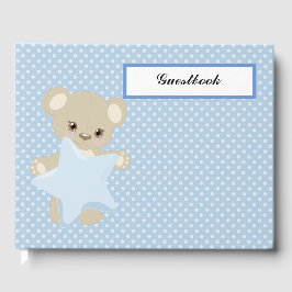 BLAUWE POLKA STIPPEN & TAN TEDDYBEER MET BLAUWE ST GASTENBOEK