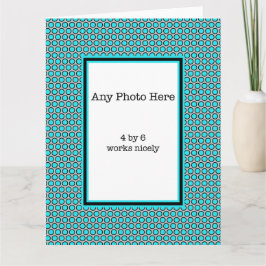 Blauwe polka stippen uw foto kaart