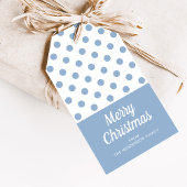 Blauwe Polka stippen Vrolijk Kerstfeest Cadeaulabel
