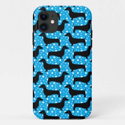 Blauwe Polka teckels Case-Mate iPhone Case (Achterkant)