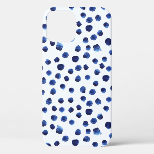 Blauwe Polka: Waterverf Dot Naadloos. Case-Mate iPhone Case (Achterkant)