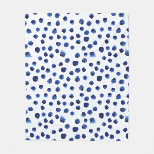 Blauwe Polka: Waterverf Dot Naadloos. Fleece Deken
