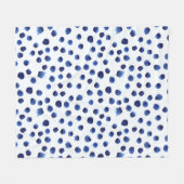Blauwe Polka: Waterverf Dot Naadloos. Fleece Deken (Voorkant (Horizontaal))