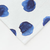 Blauwe Polka: Waterverf Dot Naadloos. Fleece Deken (Hoek)