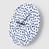 Blauwe Polka: Waterverf Dot Naadloos. Grote Klok (Hoek)