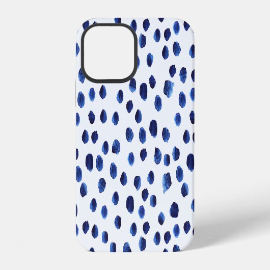 Blauwe Polka: Waterverf Dot Naadloos. iPhone Hoesje (Achterkant)