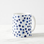 Blauwe Polka: Waterverf Dot Naadloos. Koffiemok (Voorkant rechts)