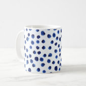 Blauwe Polka: Waterverf Dot Naadloos. Koffiemok (Voorkant links)
