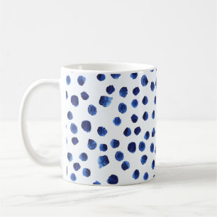 Blauwe Polka: Waterverf Dot Naadloos. Koffiemok