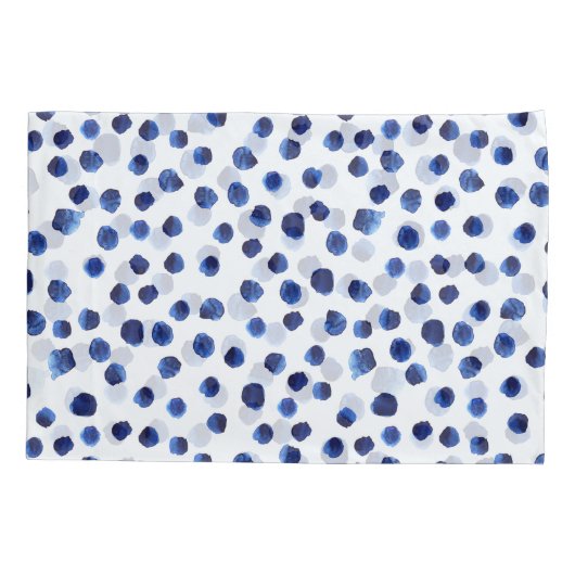 Blauwe Polka: Waterverf Dot Naadloos. Kussensloop (Achterkant)