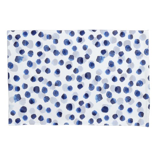 Blauwe Polka: Waterverf Dot Naadloos. Kussensloop (Voorkant)