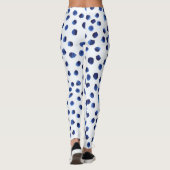 Blauwe Polka: Waterverf Dot Naadloos. Leggings (Achterkant)