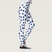 Blauwe Polka: Waterverf Dot Naadloos. Leggings (Rechts)