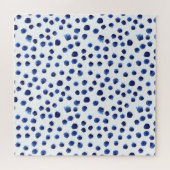 Blauwe Polka: Waterverf Dot Naadloos. Legpuzzel (Horizontaal)