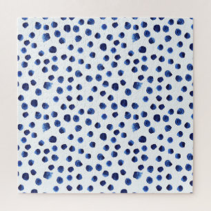 Blauwe Polka: Waterverf Dot Naadloos. Legpuzzel