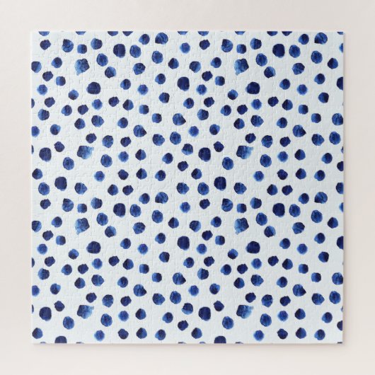 Blauwe Polka: Waterverf Dot Naadloos. Legpuzzel (Verticaal)