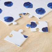 Blauwe Polka: Waterverf Dot Naadloos. Legpuzzel (Zijkant)