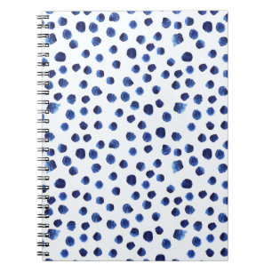 Blauwe Polka: Waterverf Dot Naadloos. Notitieboek