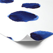 Blauwe Polka: Waterverf Dot Naadloos. Poster (Hoek)