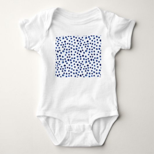 Blauwe Polka: Waterverf Dot Naadloos. Romper (Voorkant)