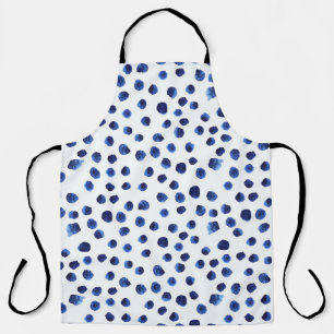 Blauwe Polka: Waterverf Dot Naadloos. Schort