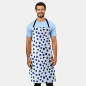 Blauwe Polka: Waterverf Dot Naadloos. Schort (Gedragen)