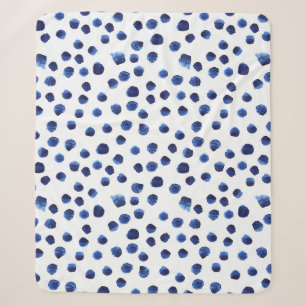 Blauwe Polka: Waterverf Dot Naadloos. Sherpa Deken