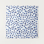Blauwe Polka: Waterverf Dot Naadloos. Wandkleed (Voorkant (horizontaal))