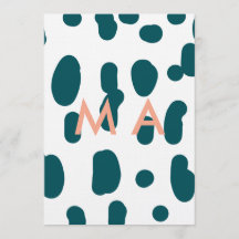 Blauwe polkadot oranje pastel monogram man letter
