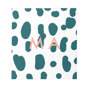Blauwe polkadot oranje pastel monogram man letter notitieblok