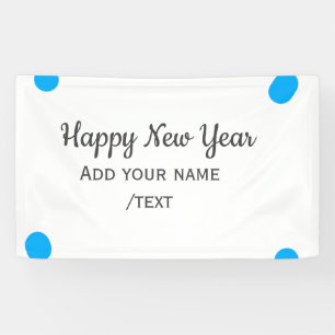 Blauwe polkadots gelukkig nieuwjaar voeg naam toee spandoek