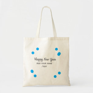 Blauwe polkadots gelukkig nieuwjaar voeg naam toee tote bag