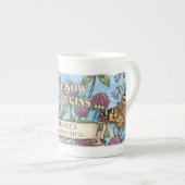 Blauwe pollinatorentuin Bone China mok (Voorkant rechts)