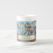 Blauwe pollinatorentuin Bone China mok (Voorkant)