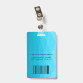 Blauwe polygonaal en foto badge (Achterkant met clip)