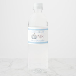 Blauwe Pompoen 1e Verjaardag Waterfles Label Jonge Etiket