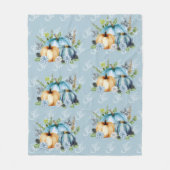 Blauwe Pompoen Aquarel Herfst Fleece Deken (Voorkant)